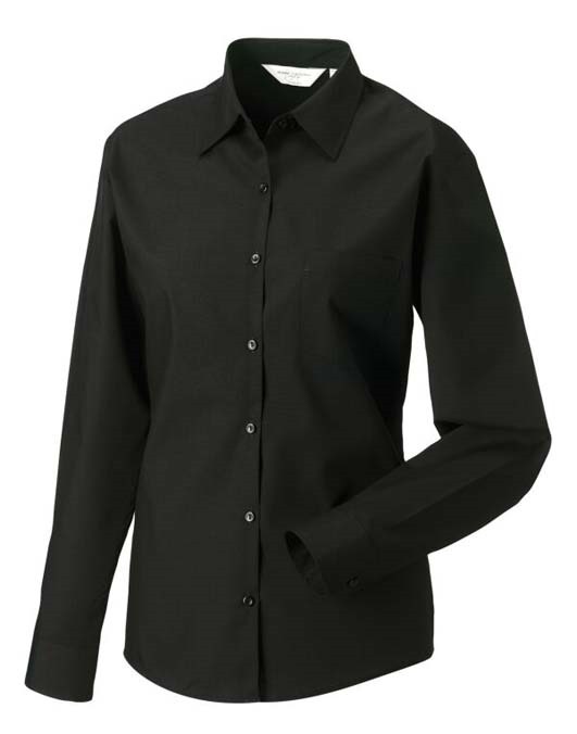 Ladies&#39; Long Sleeve Polycotton Easy Care Poplin Shirt